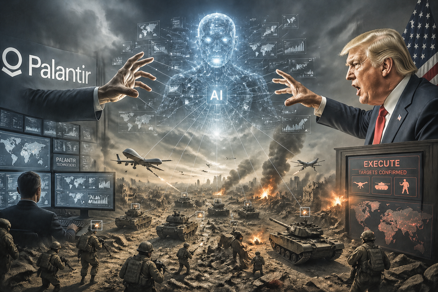 Trump and Palantir on the battlefield. AI weapons