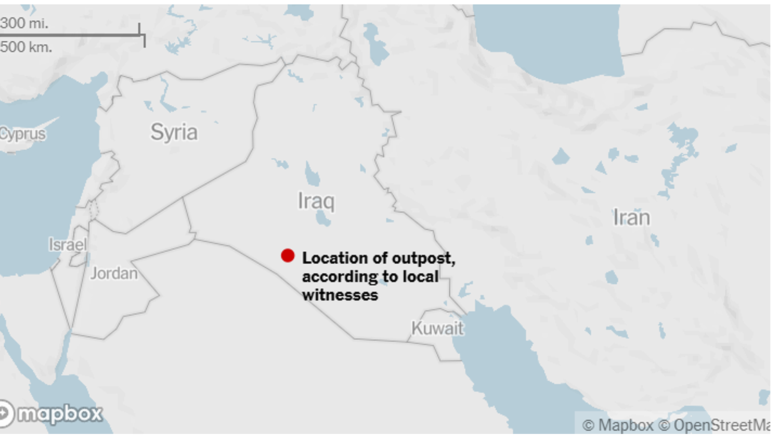 Map showing possible location of a secret Israeli base in Iraq.
