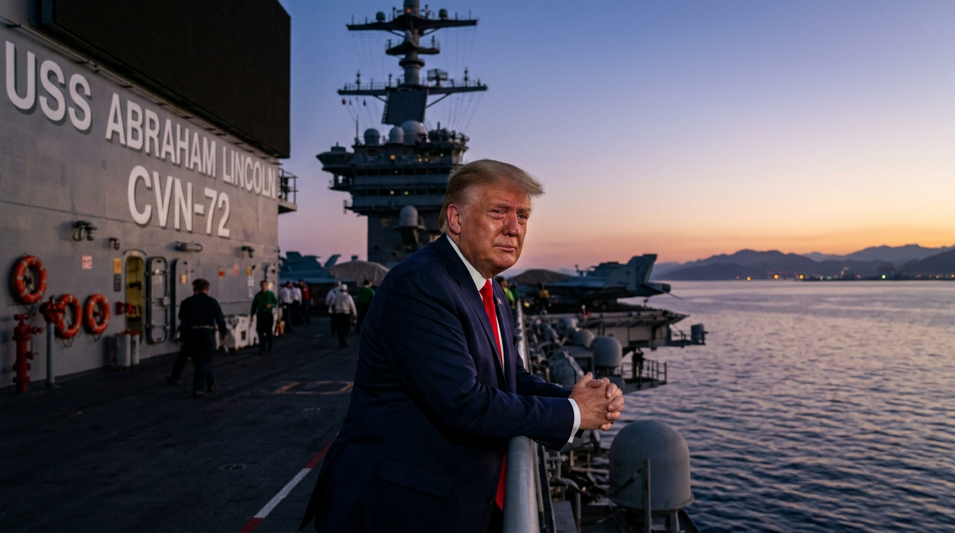 Трамп на палубе авианосца