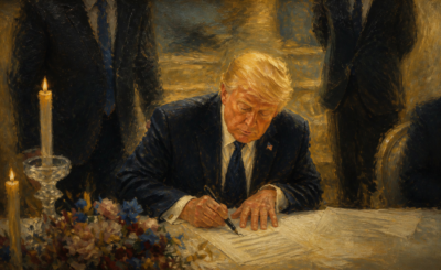 Trump signs the document