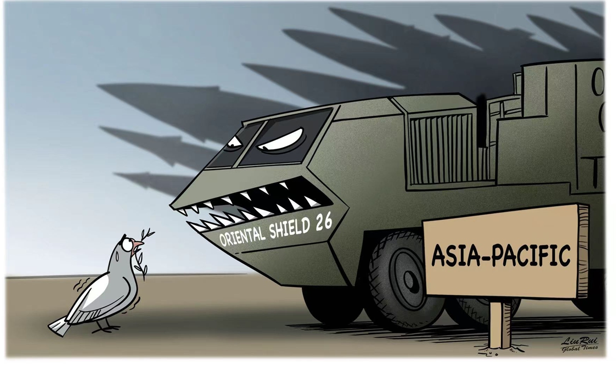 Japan-US-Australia joint military exercise. Illustration. Liu Rui GT